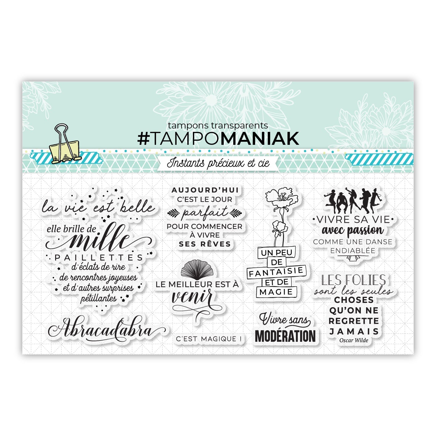 Set de 9 tampons clear Un peu de fantaisie - 10x21cm