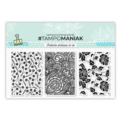 Set de tampons clear 3 fleuris - 10x21cm