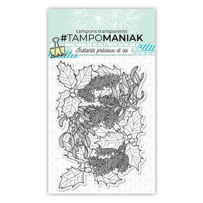 Tampon branches houx & sapin - 10x15cm