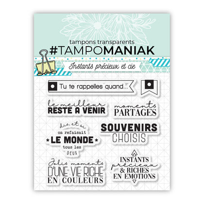 Planche de tampons - Souvenirs choisis, moments partagés - 10x10cm