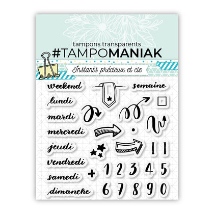 Planche de tampons - Semaine - 10x10cm