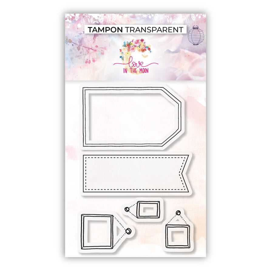 Set de 5 tampons - Petits cadres & étiquettes - 6,5x9,5cm