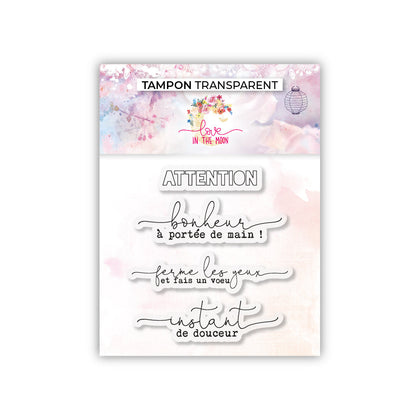 Set de 4 tampons - Bonheur à porté de main - 6,5x7cm