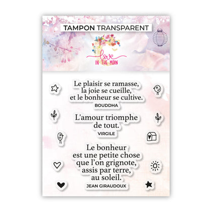 Set de 13 tampons - Citation & petits motifs - 10x10cm