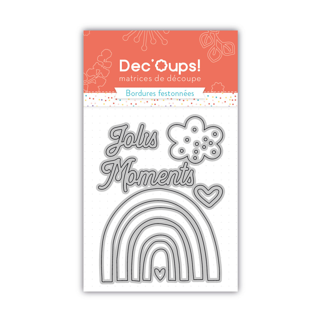 Matrices de découpe arc en ciel, nuages, coeur et expression jolis moments - 7,5x10cm
