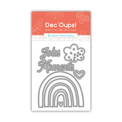 Matrices de découpe arc en ciel, nuages, coeur et expression jolis moments - 7,5x10cm