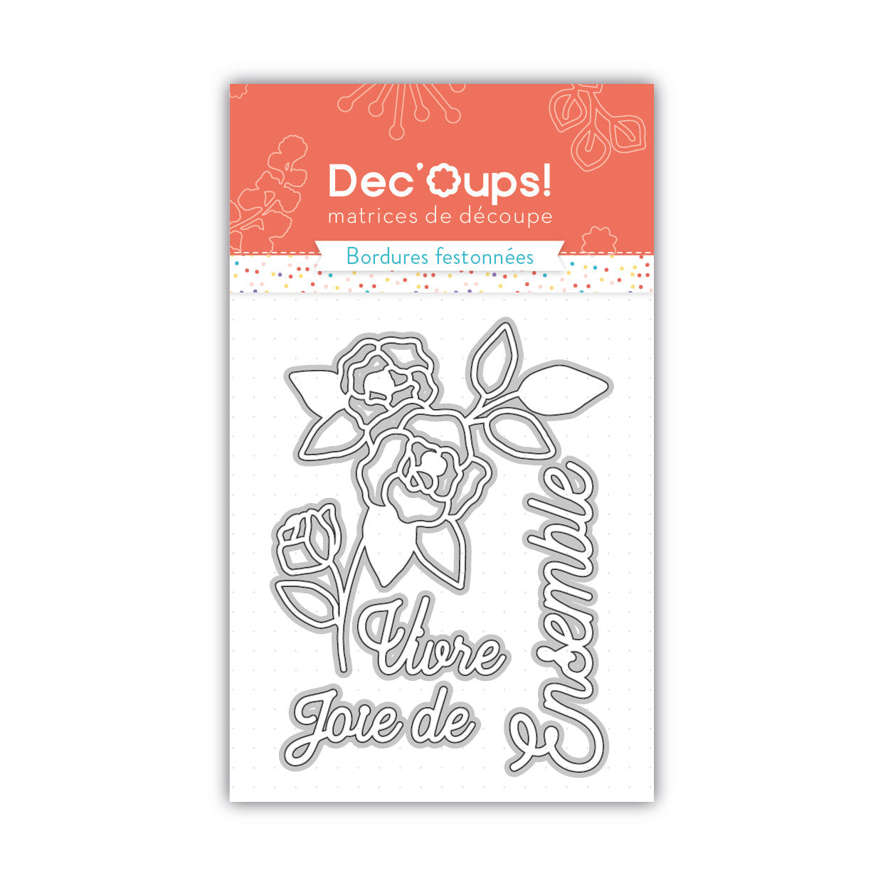 Matrices de découpe arc en ciel, mots : joie de vivre et ensemble - 7,5x10cm