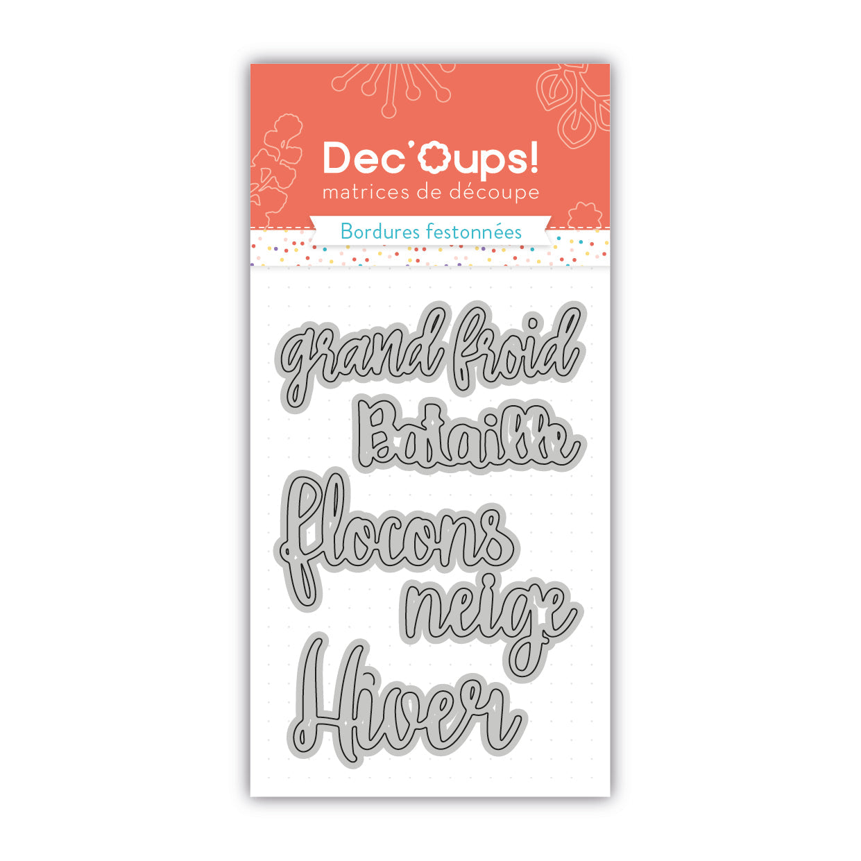 Sets de 5 matrices de découpe flocons, neige, hiver, grand froid - 10x7cm