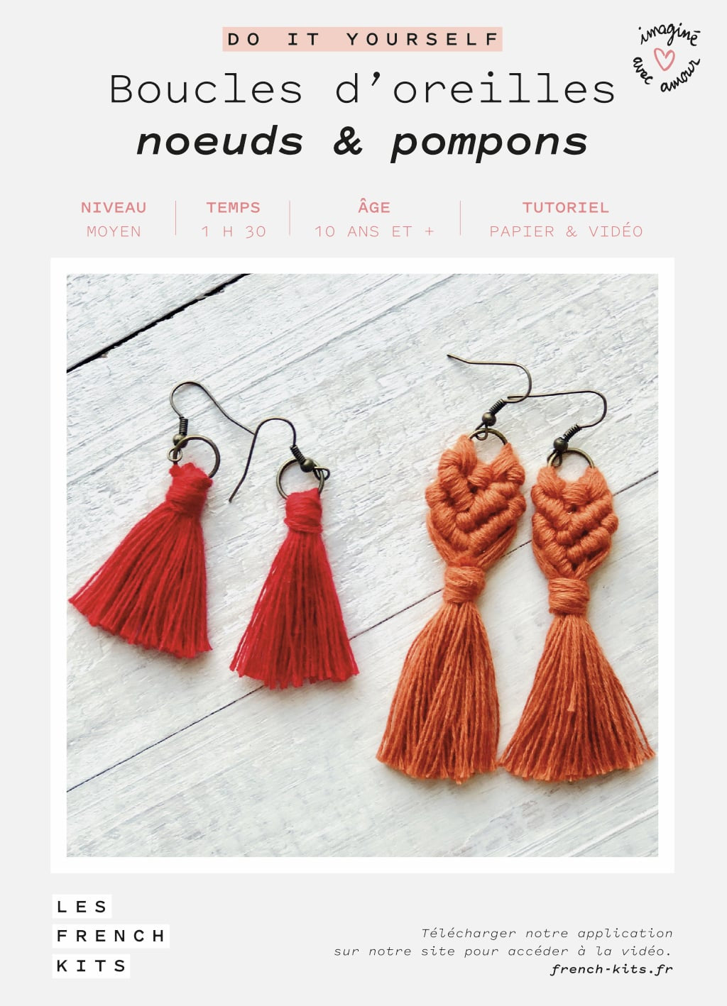 FRENCH'KITS - MACRAME - BOUCLES DOREILLES - NOEUDS & POMPONS