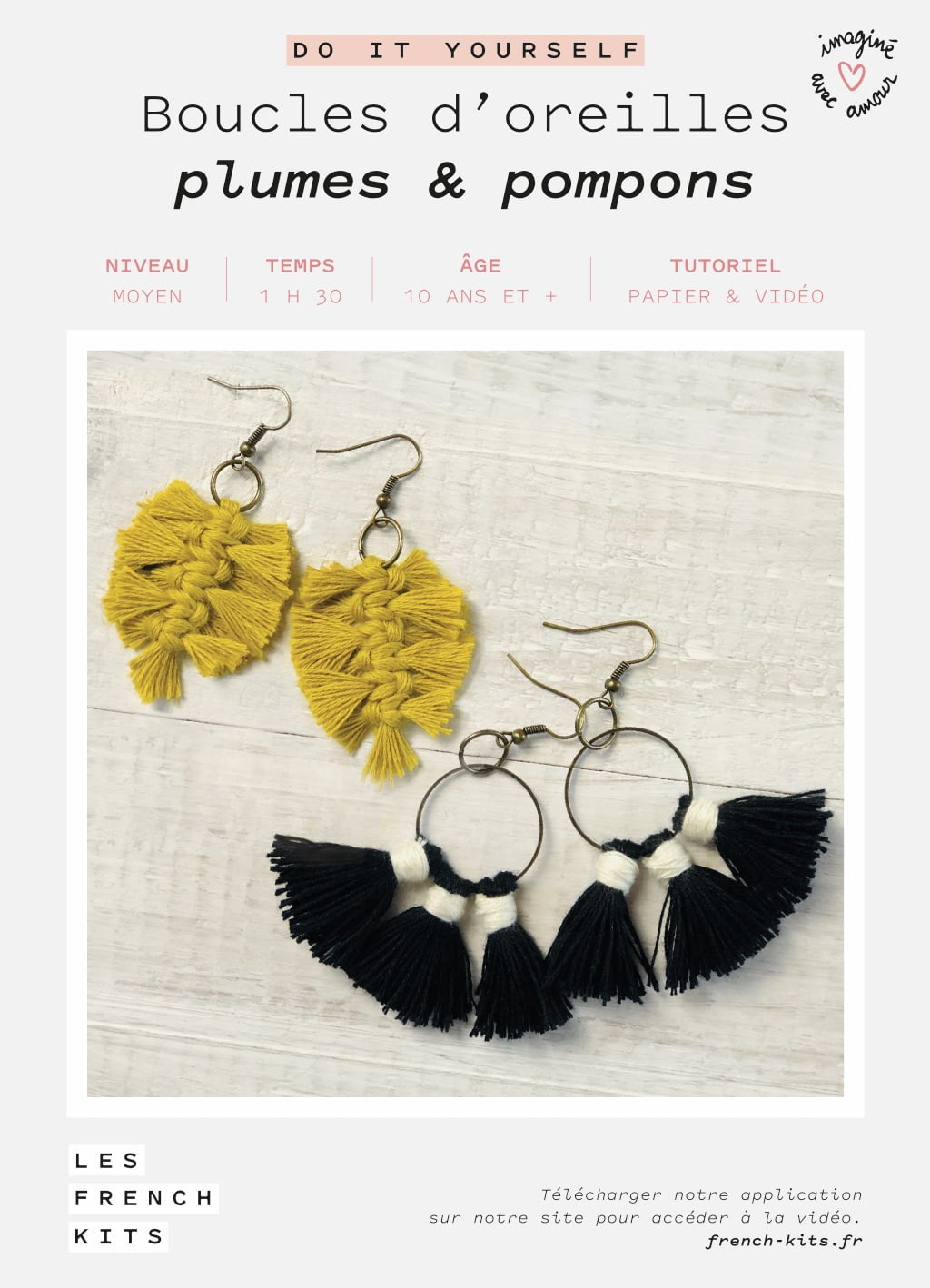 FRENCH'KITS - MACRAME - BOUCLES DOREILLES - PLUMES & POMPONS