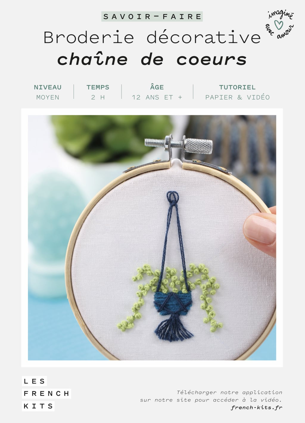 FRENCH'KITS - BRODERIE DÉCORATIVE - CHAÎNE DE COEURS
