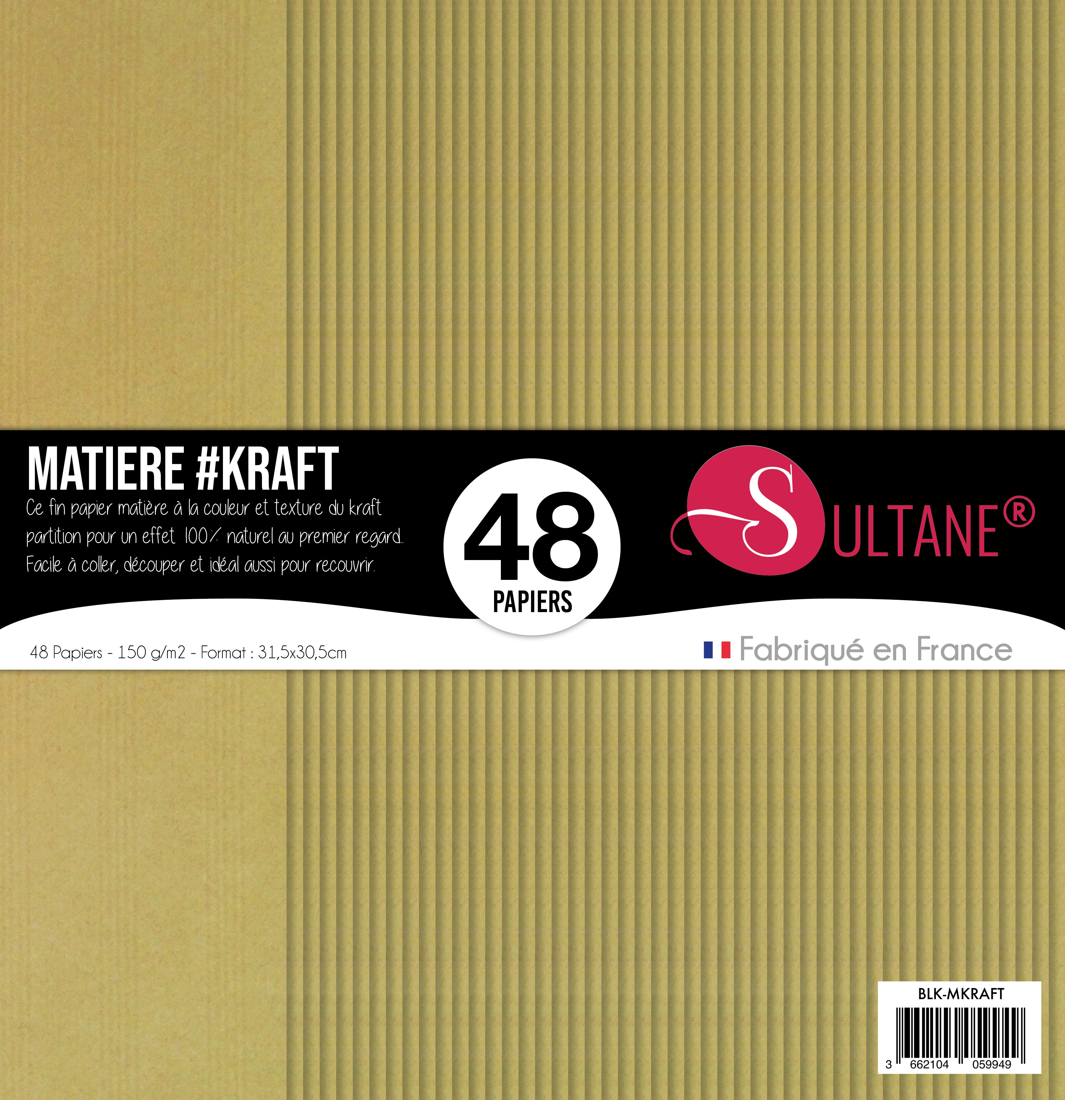 Bloc de 48 papiers Sultane - Matière - Kraft Ligné - 110g/m2
