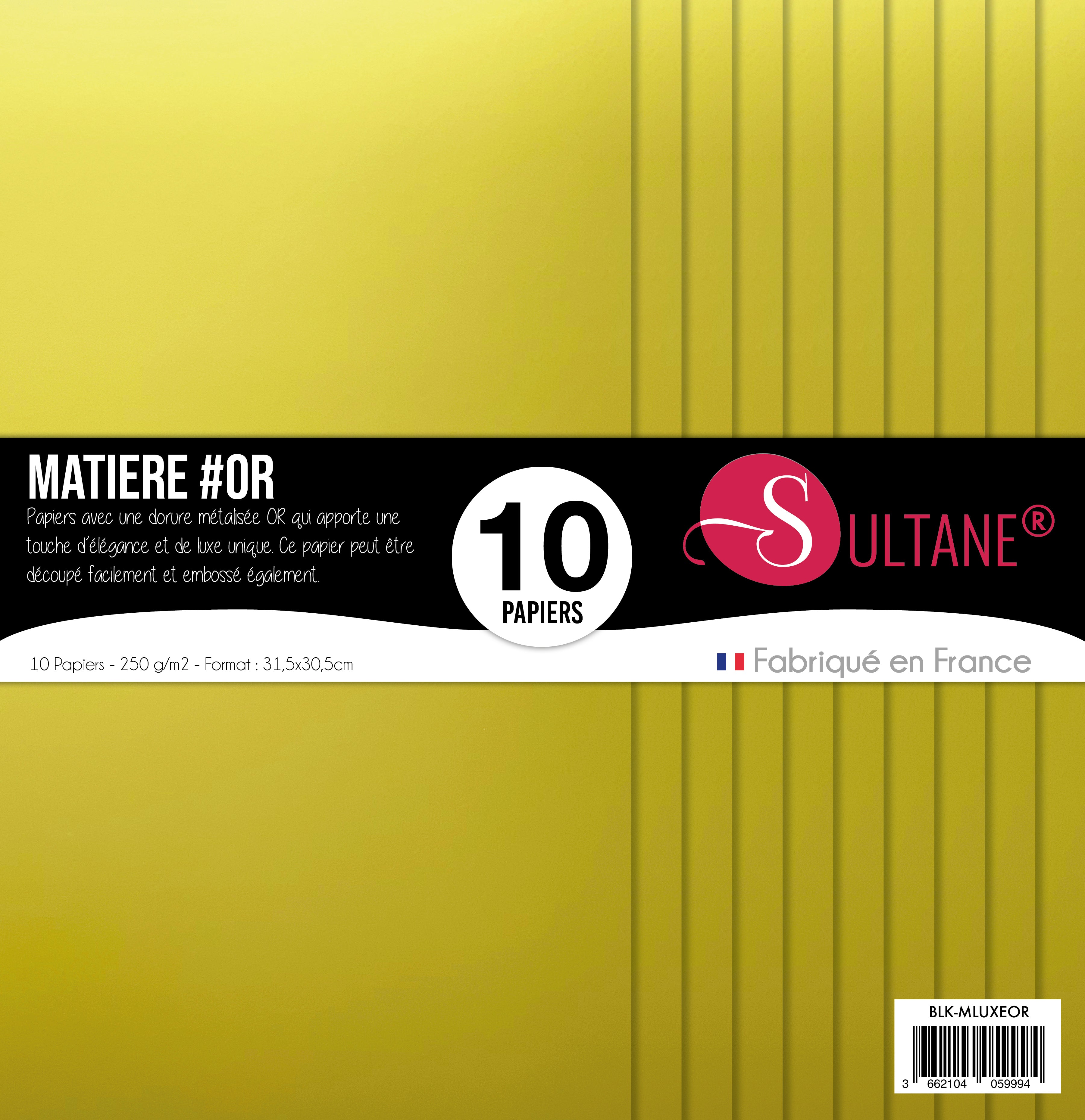 Bloc de 10 papiers Sultane - Matière - Luxe Or - Epais - 300g/m2