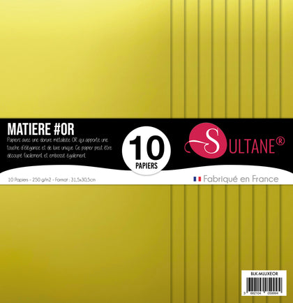 Bloc de 10 papiers Sultane - Matière - Luxe Or - Epais - 300g/m2