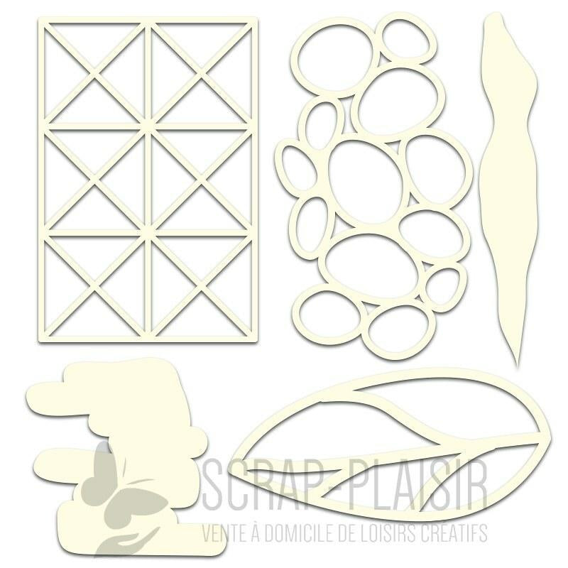 Lot 5 masques pour tampons de fond - 10x10cm
