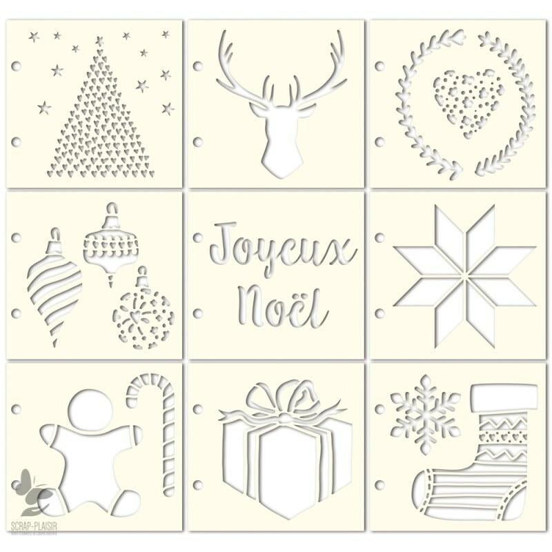 Lots de 9 pochoirs Noël - 10 cm
