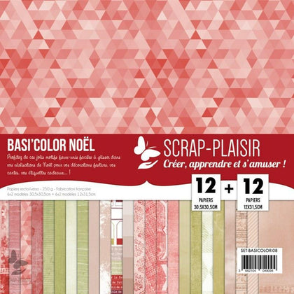 Set 24 papiers scrapbooking noël - 250g/m2