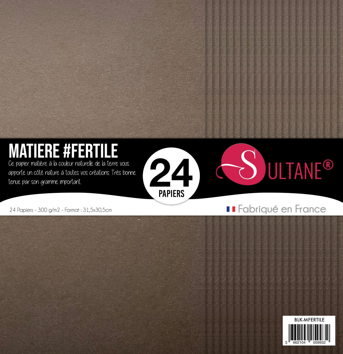 Bloc de 24 papiers Sultane - Cardstock - Teinté dans la masse - Fertile - 250g/m2