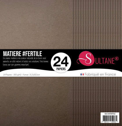 Bloc de 24 papiers Sultane - Cardstock - Teinté dans la masse - Fertile - 250g/m2
