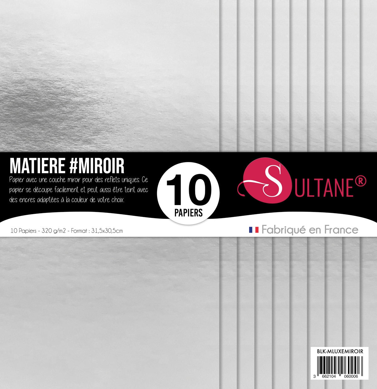 Bloc de 10 papiers Sultane - Matière - Miroir - Epais - 300g/m2