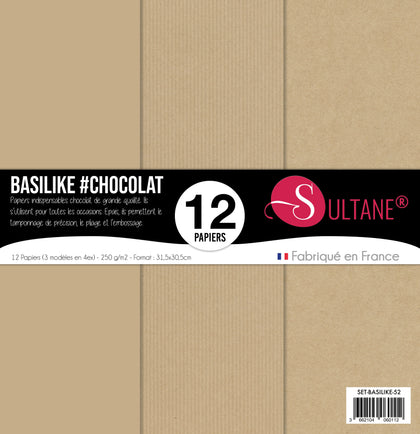 Set de 12 papiers Sultane Authentik - Chocolat