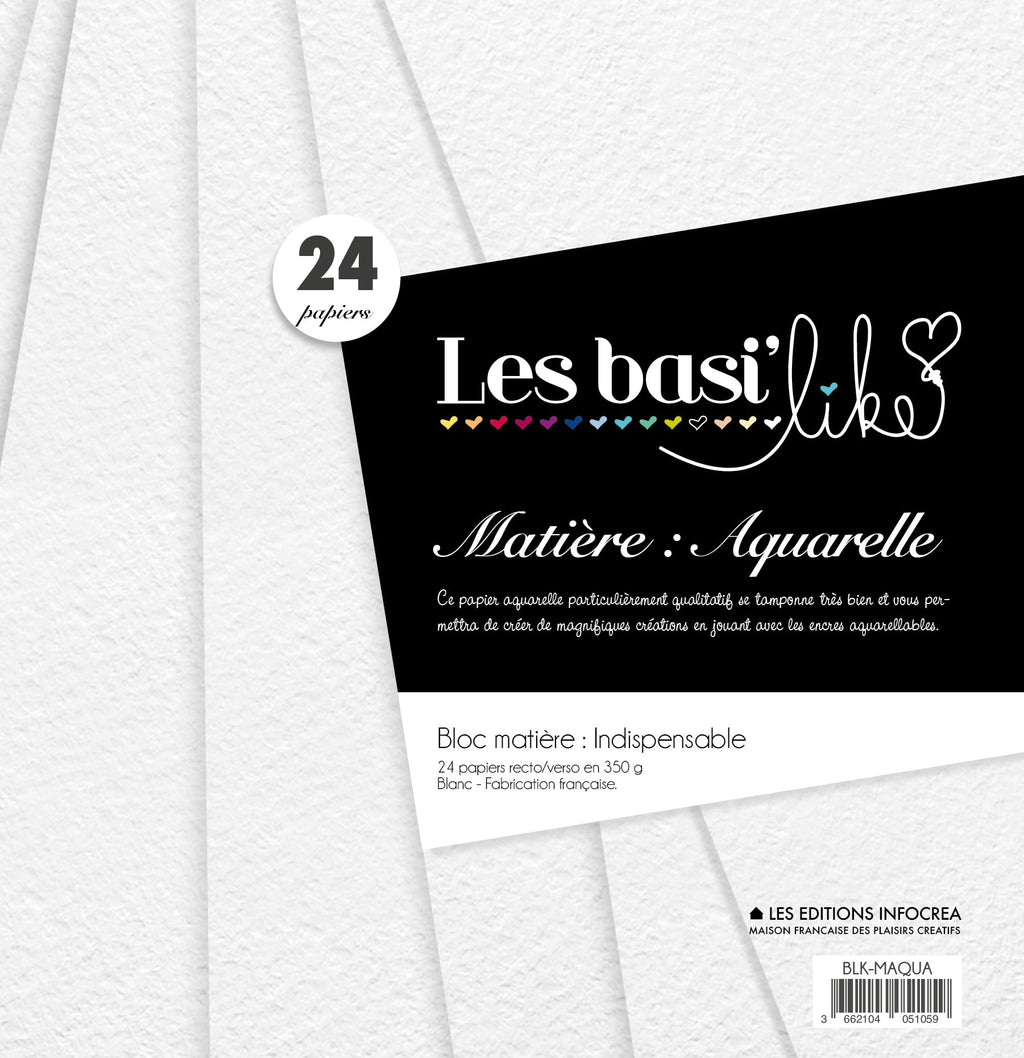 24 papiers aquarelle - 350 g/2 - 30x30 cm