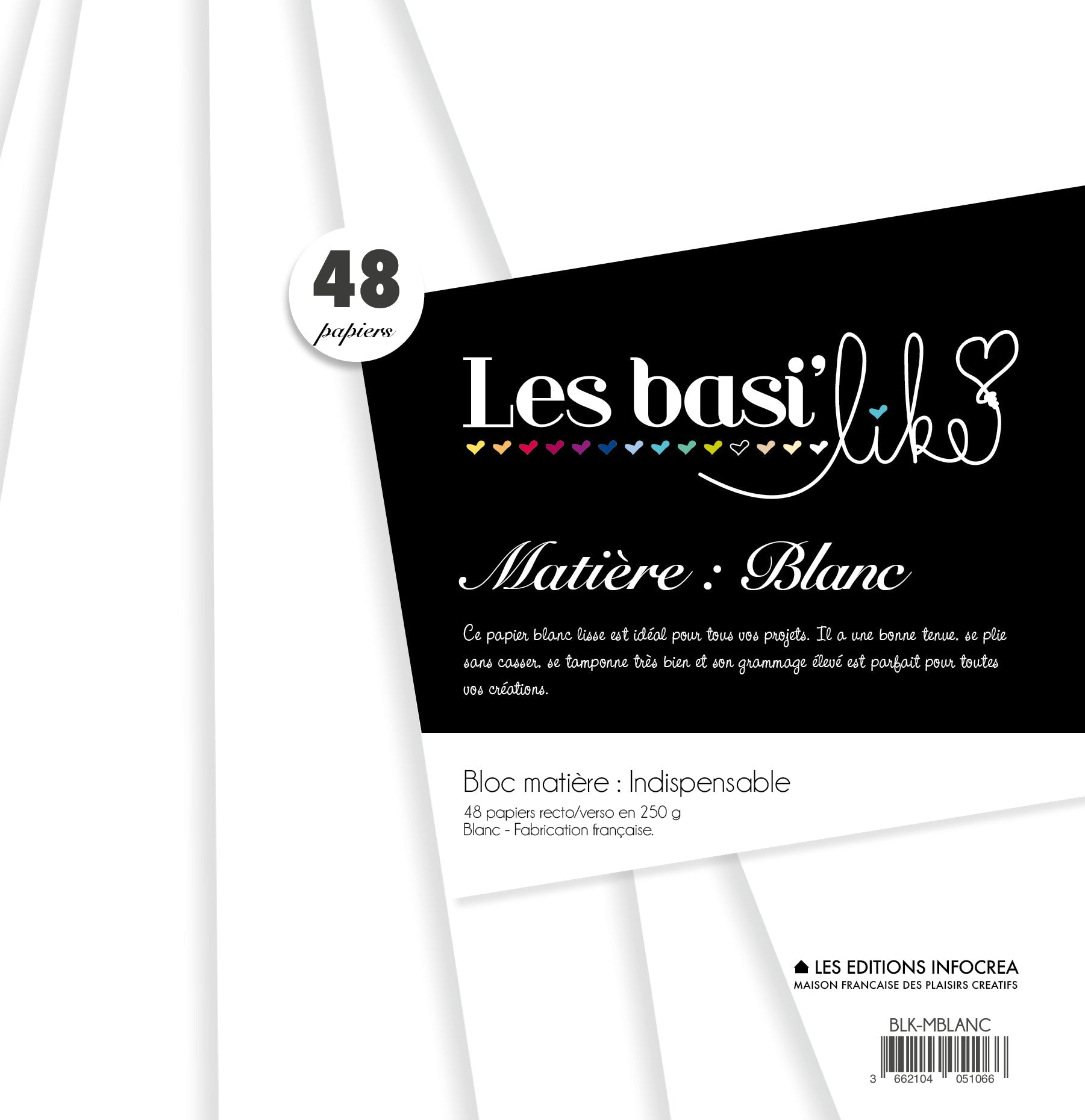 48 papiers Blanc - 250 g/m2 - 30x30cm