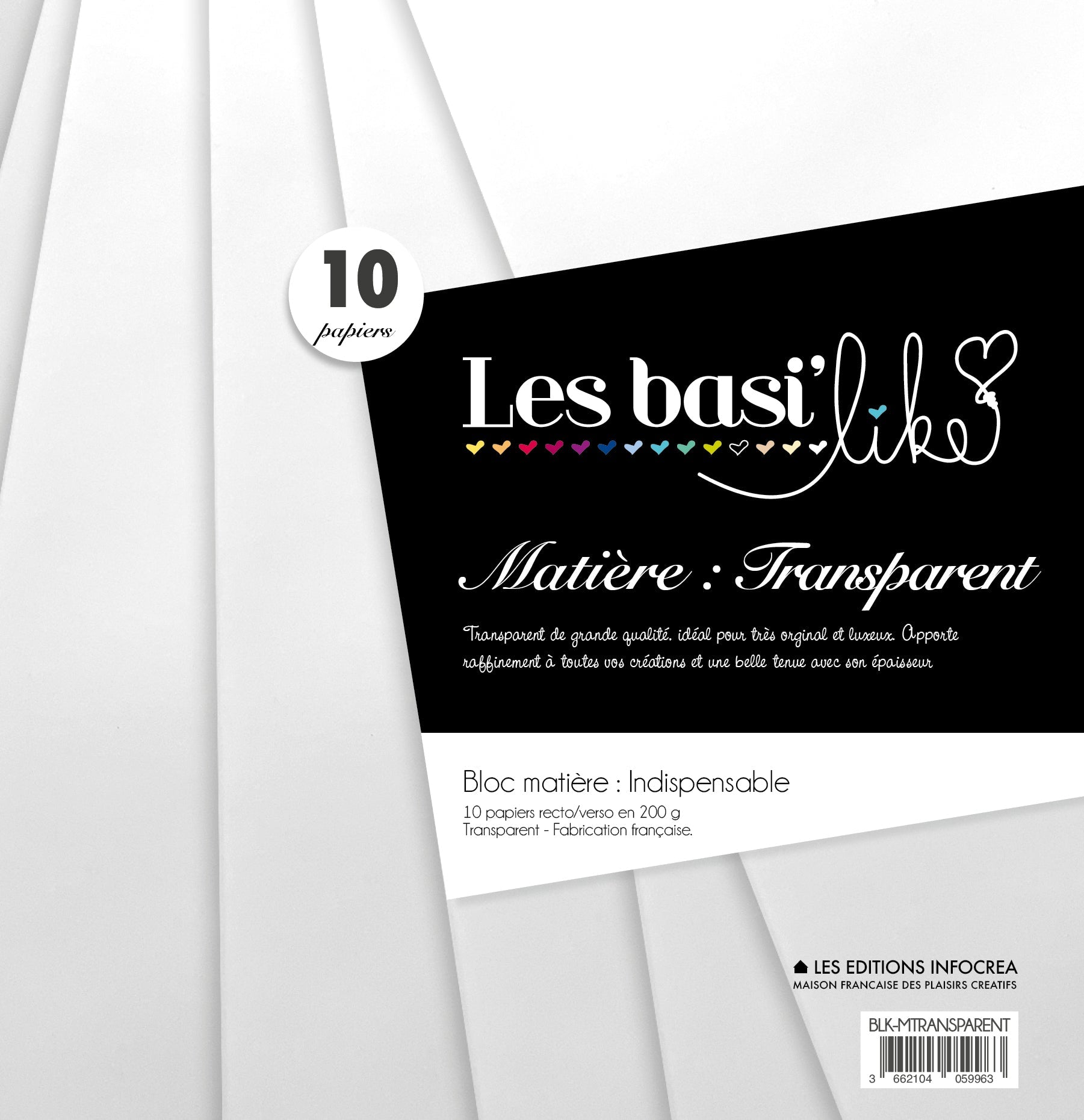 Bloc de 10 papiers Sultane - Matière - Transparent - Epais - 200g/m2