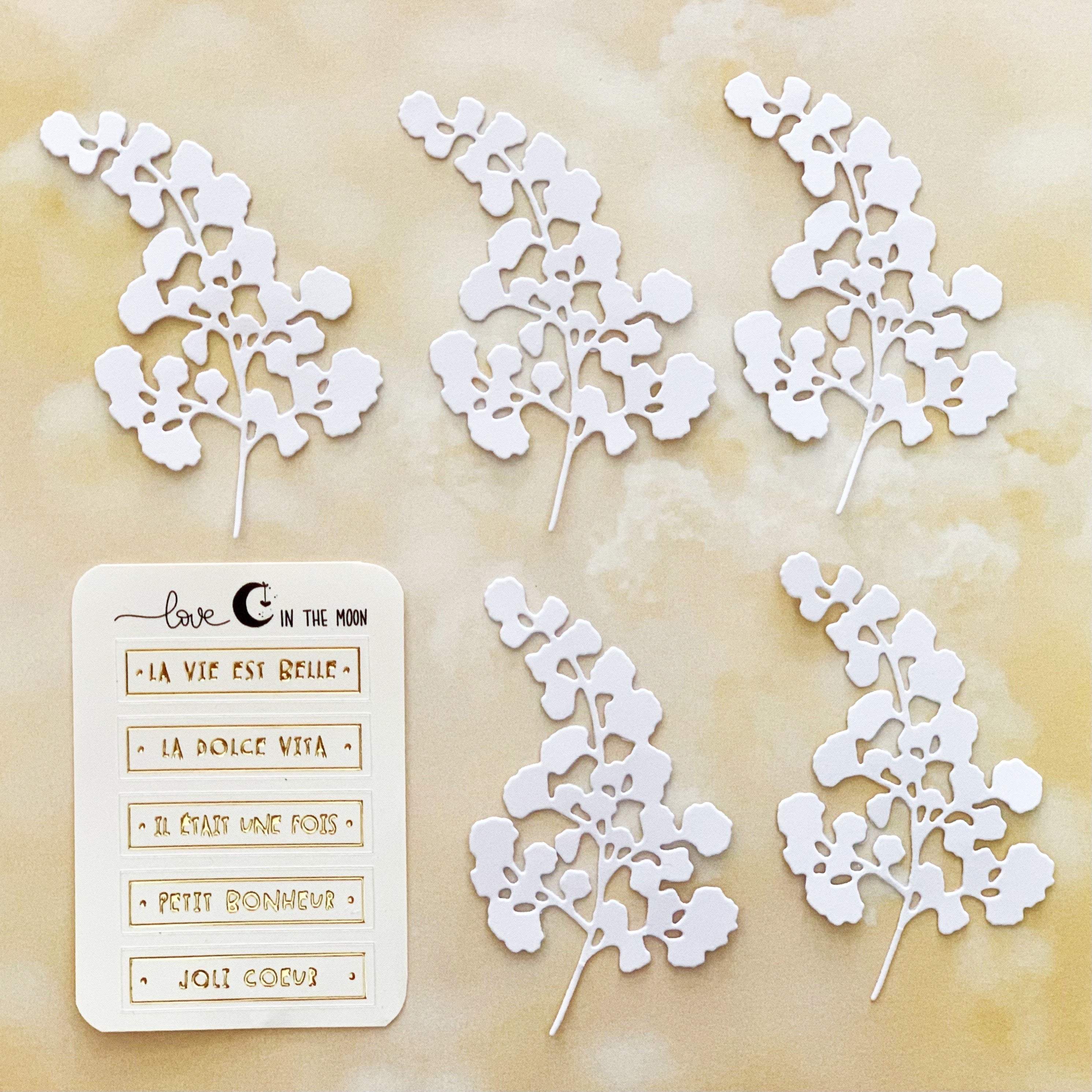 5 découpes de feuilles + stickers dorés 5 expressions pour les coller - LITM-DC-002