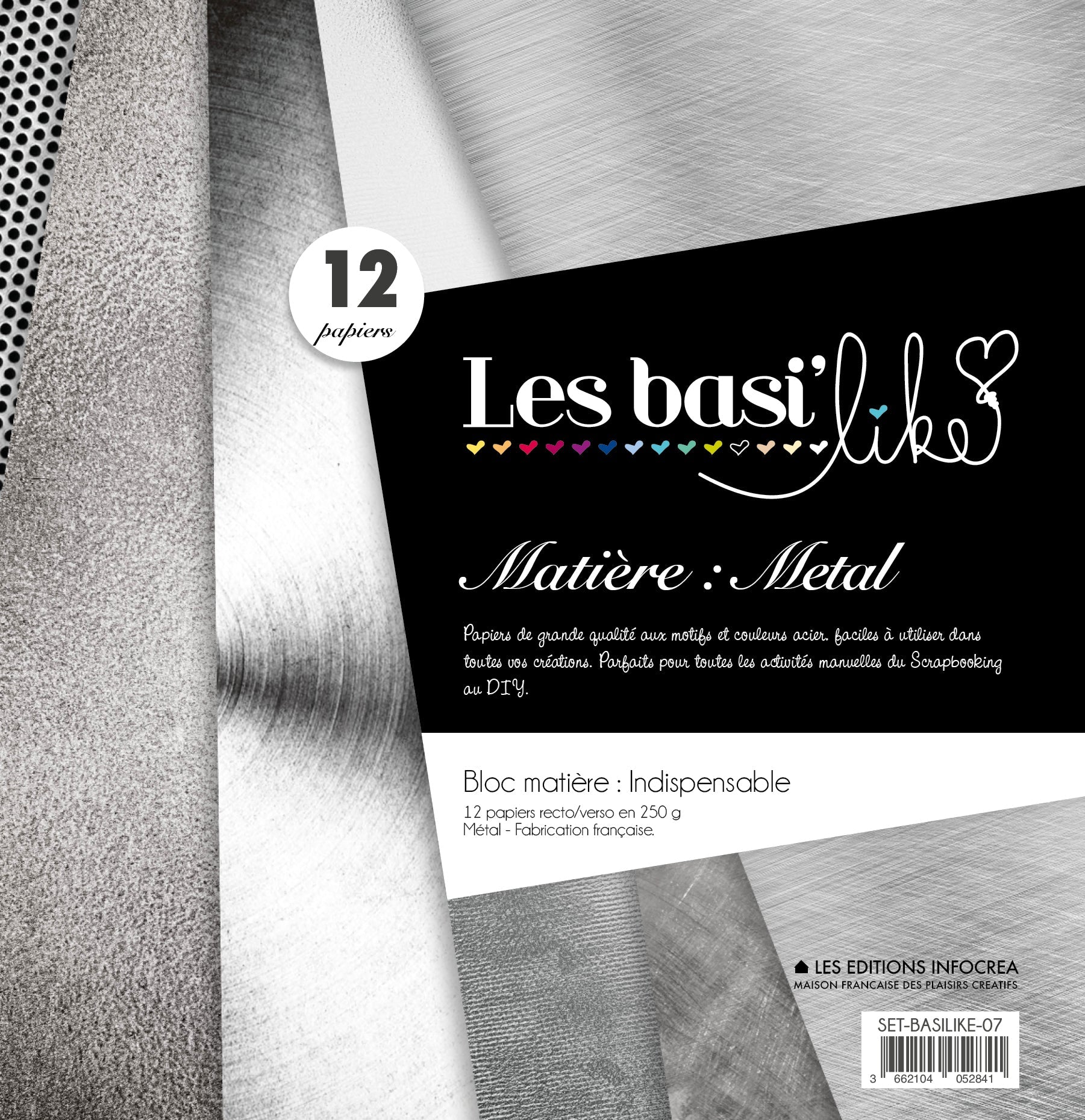 Set de 12 papiers Sultane Effet Métal - 250 g/2 - 31,5x30,5 cm