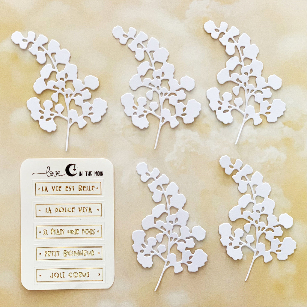 5 découpes de feuilles + stickers dorés 5 expressions pour les coller - LITM-DC-002