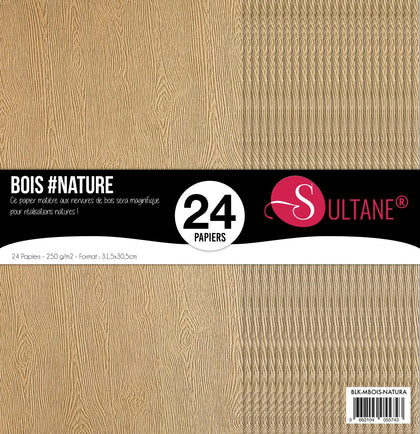 Bloc de 24 Papiers couleur nature avec texture bois