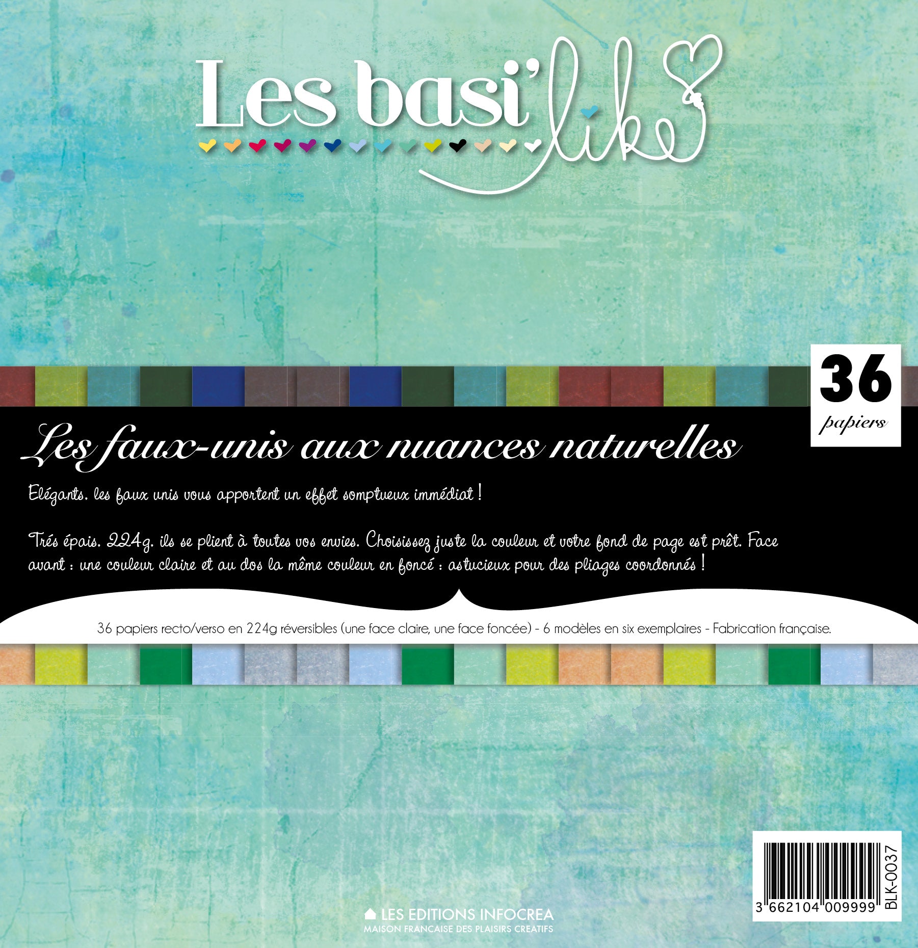 Set de 36 papiers - Les faux-unis aux nuances naturelles  - 250 g/2 - 31,5x30,5 cm