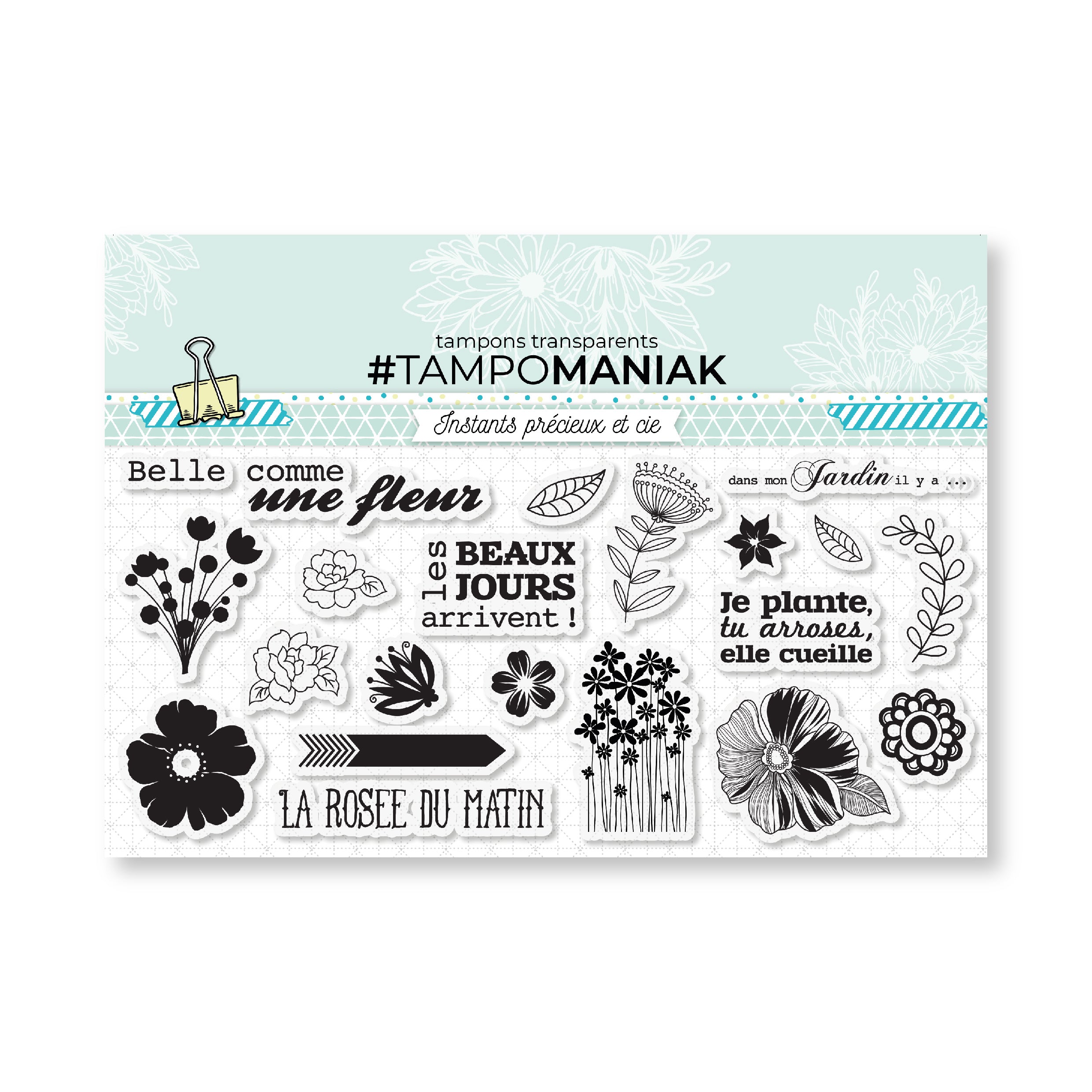 Planche de tampons - Belle comme une fleur - 10 x 21cm