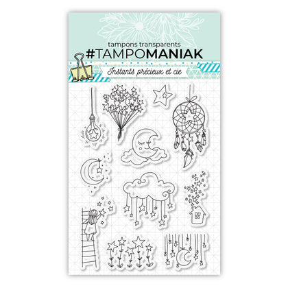 Tampons lune, étoiles et attrapes rêves - 10x15cm