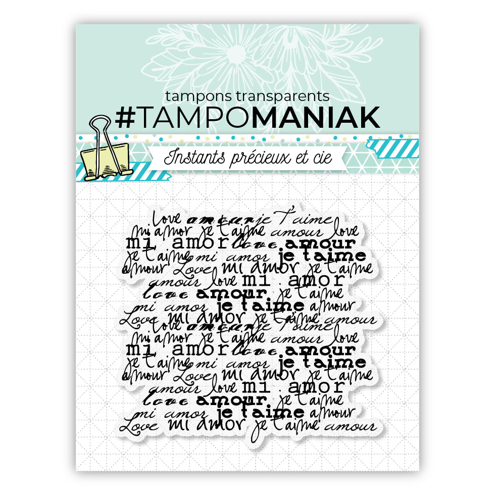 Tampon de fond écritures - 10x10cm