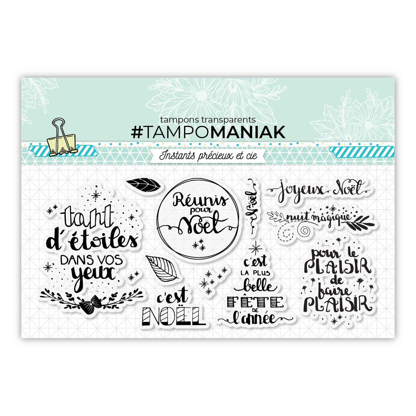 Tampons pour noël et bonheur en famille - 10x21cm