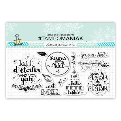 Tampons pour noël et bonheur en famille - 10x21cm