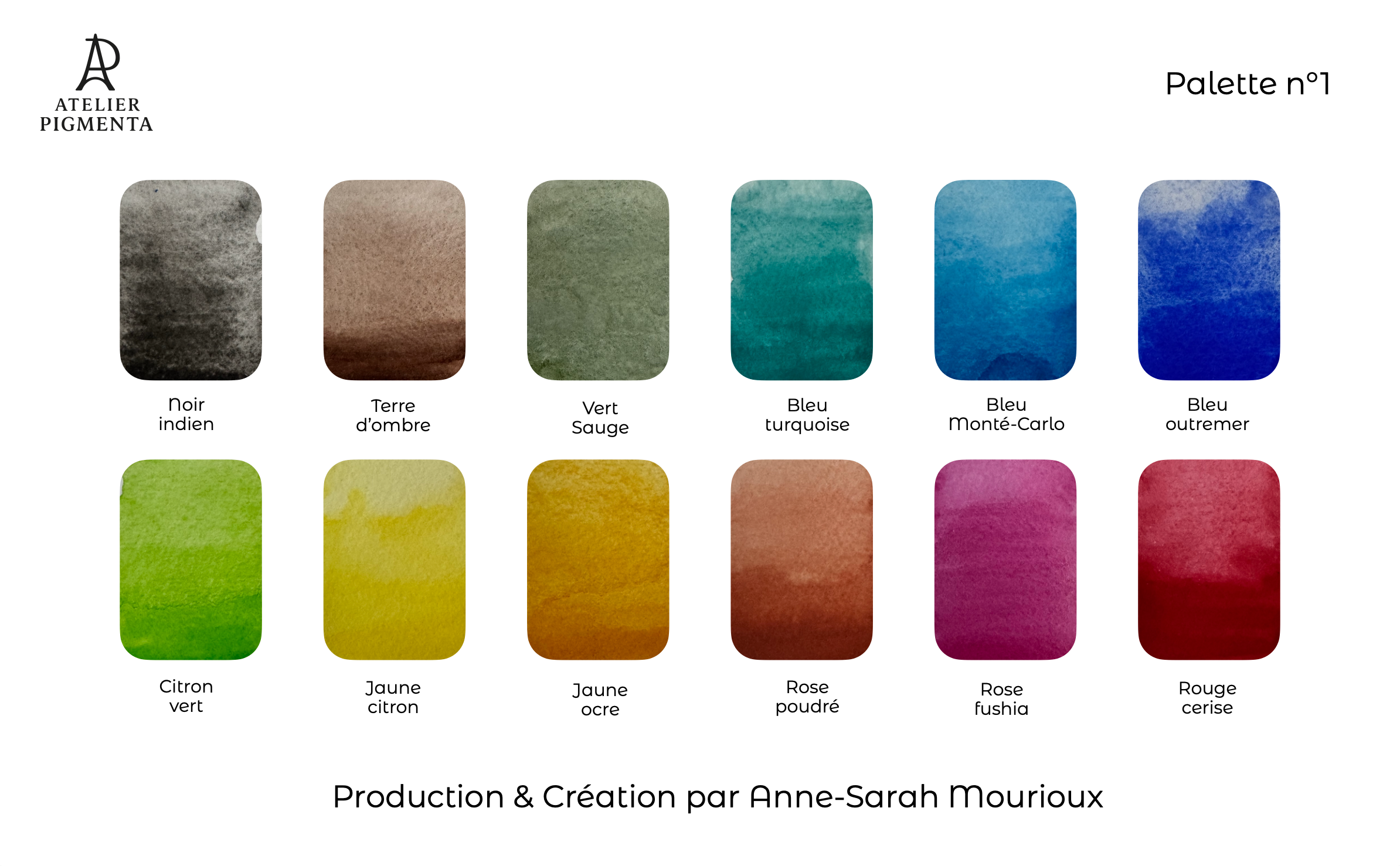 Palette Aquarelle Artisanales - 12 couleurs estivales