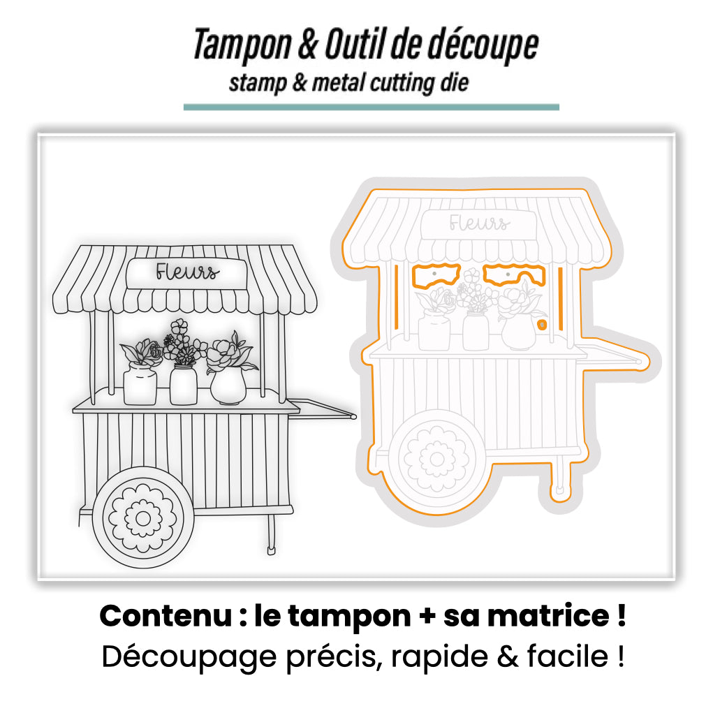 Duo Tampon & Matrice Roulotte fleurie - Love in the Moon