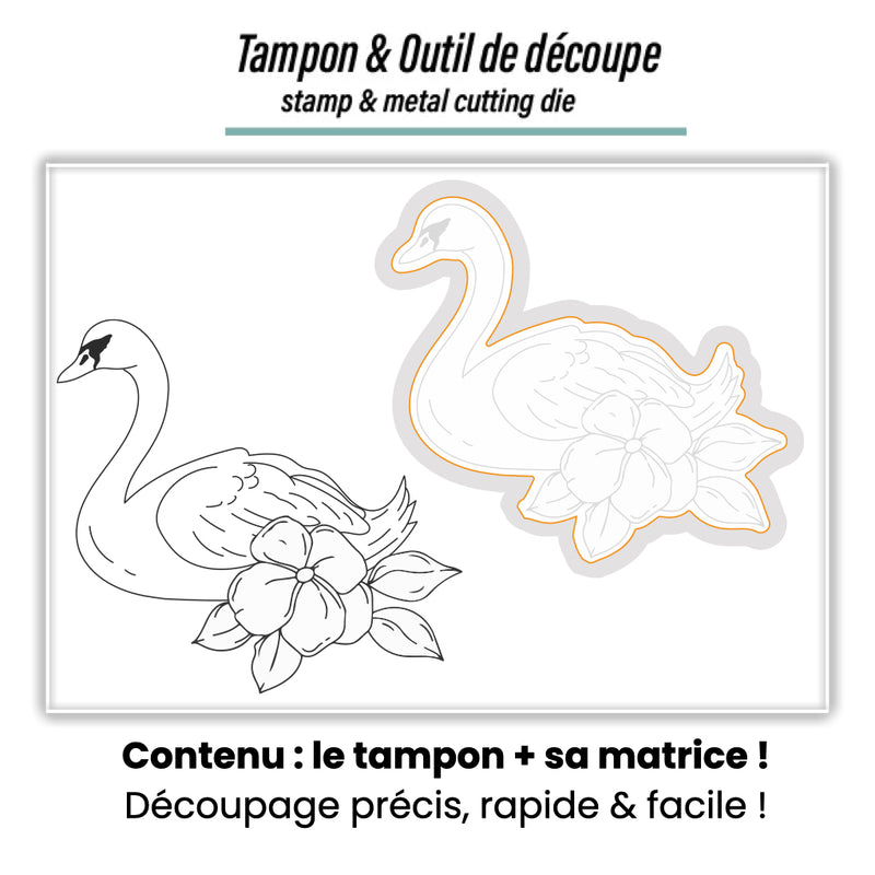 Duo Tampon & Matrice - Cygne fleuri - Love in the Moon