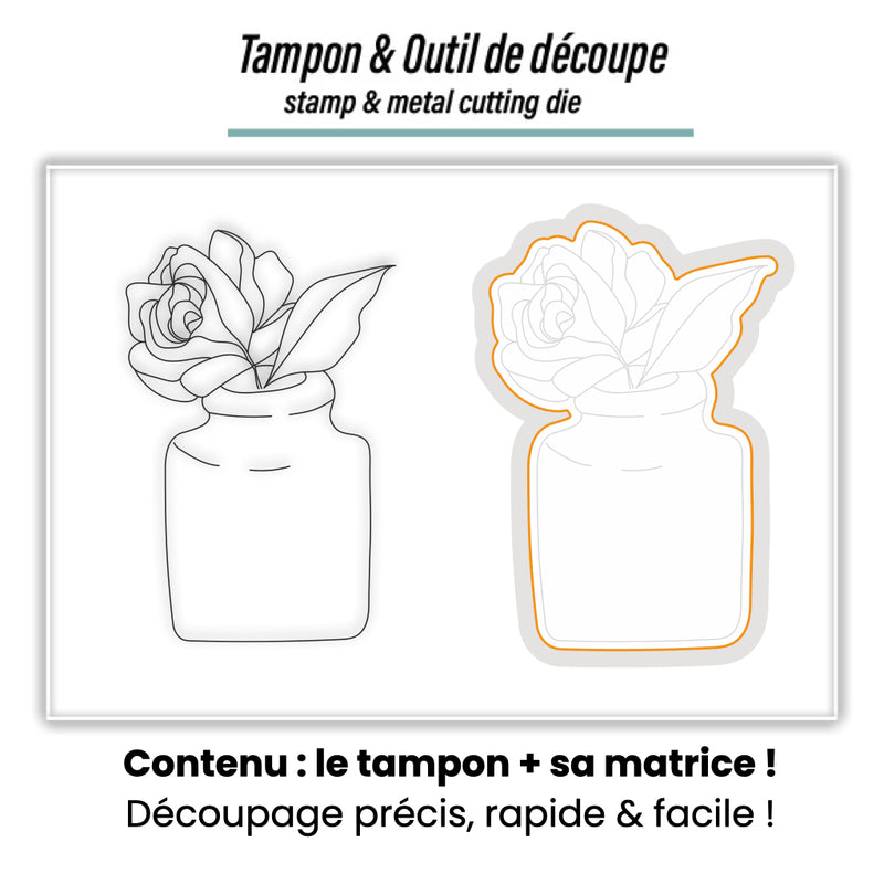 Duo Tampon & Matrice - Vase & rose - Love in the Moon
