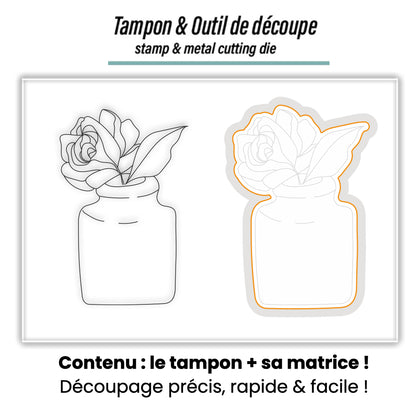 Duo Tampon & Matrice - Vase & rose - Love in the Moon