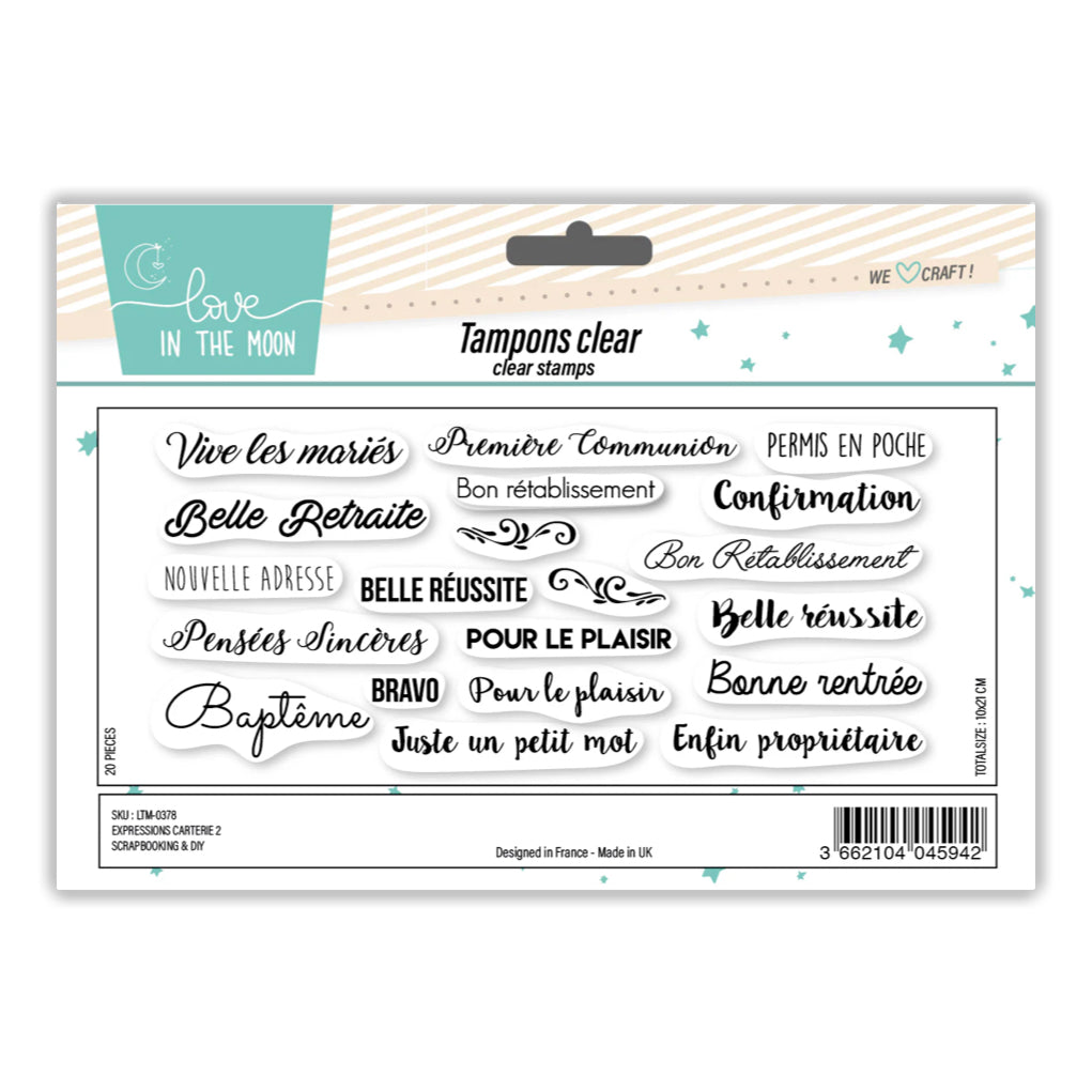 Set de 12 tampons clear Carterie 2 - 10x21cm