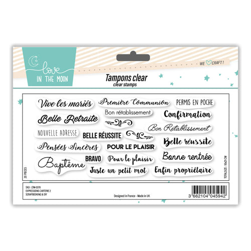 Set de 12 tampons clear Carterie 2 - 10x21cm