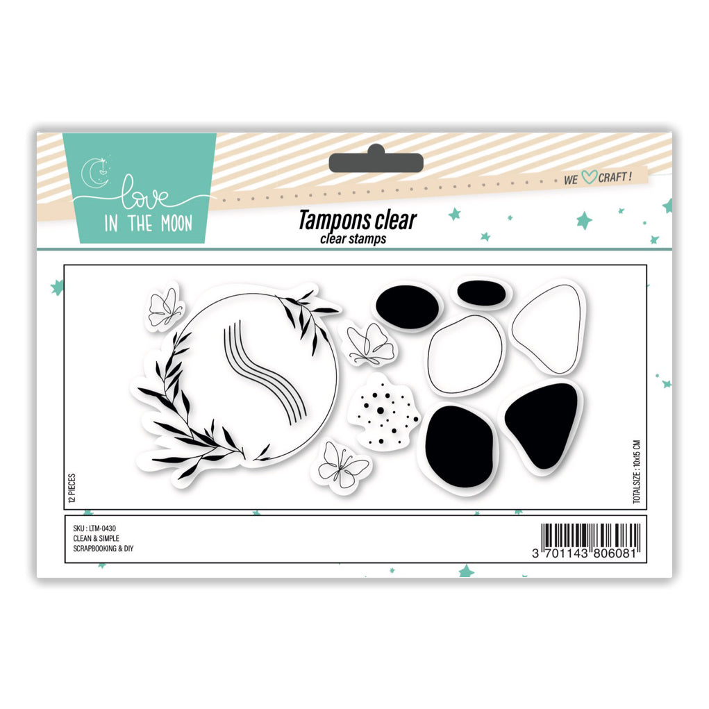 Tampon clear – Motifs organiques & formes graphiques - 10x21cm