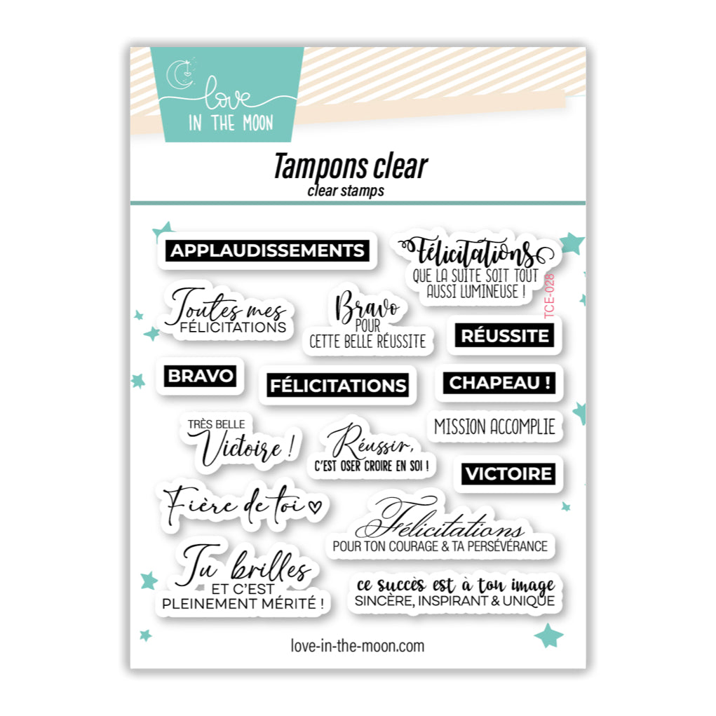 Set De 16 Tampons - Félicitations, Réussite - 10X10cm