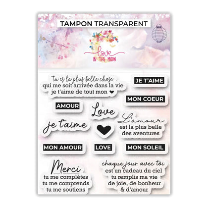 Set de 13 tampons - Amour, je t'aime, mon amour - 10x10cm