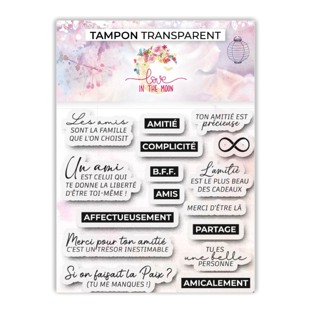 Set de 16 tampons - Amitié, complicité, partage - 10x10cm