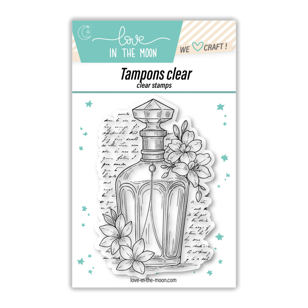 Tampon clear "Parfum, Fleurs Et Textes Vintage"